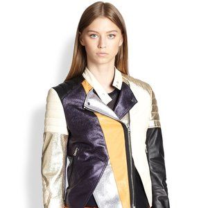 3.1 Phillip Lim Colorblocked Leather Biker Jacket